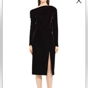 Theory Off-The-Shoulder Velvet Midi-Dress